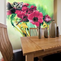 Flowers with Butterfly Decorative Wall Mural