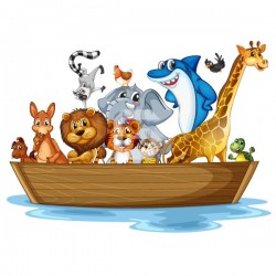 Boat with Animals Wall Decal