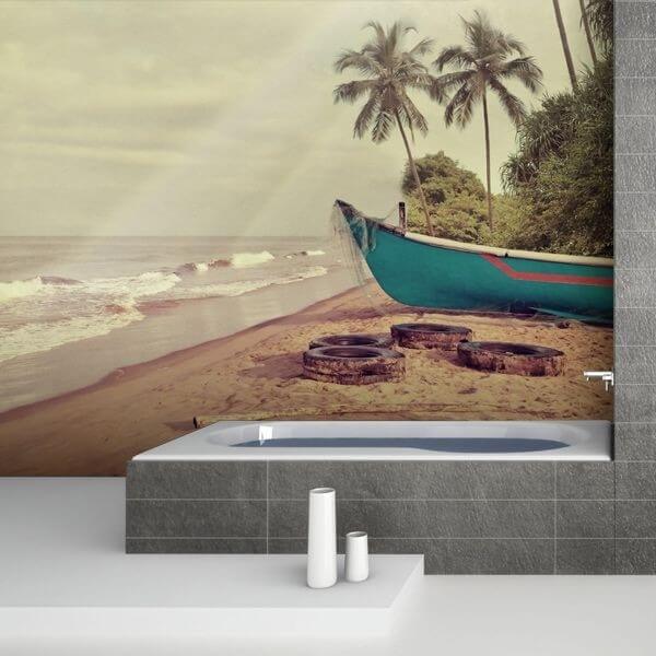 Boat on the Beach Wall mural